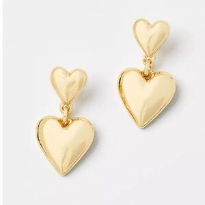 LOFT Shiny Gold Heart Drop Earrings